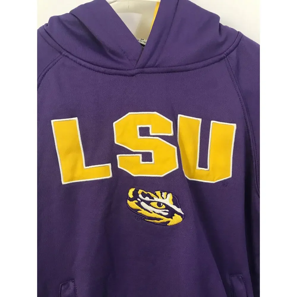 Stadium Athletic Hoodie Youth LSU Tigers Purple Big Logo Pullover Size 12-14